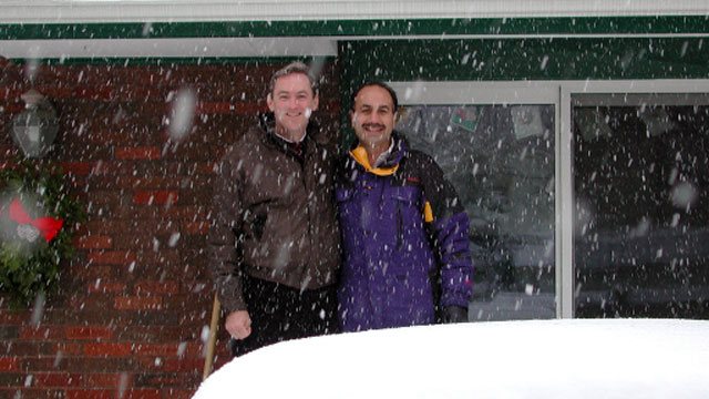 Two colleagues of Convergint in a snow storm header image