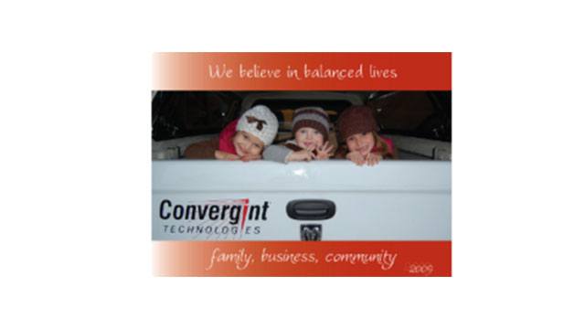 Little kids in the back of a Convergint truck Calendar header image