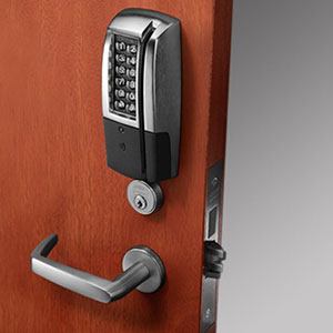 Security number lock on door
