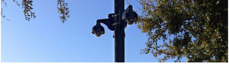 security cameras on a light post