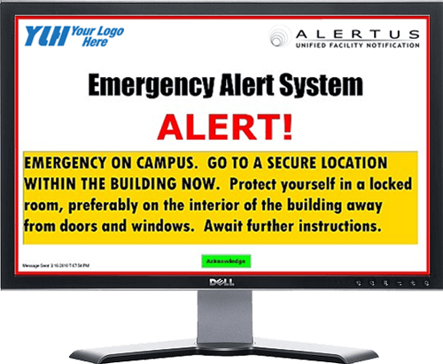 Convergint Emergency Alert Screen on Computer