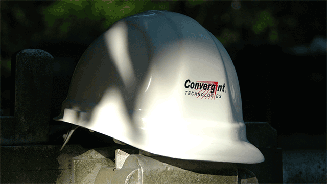 Convergint Technologies white hard protective helmet