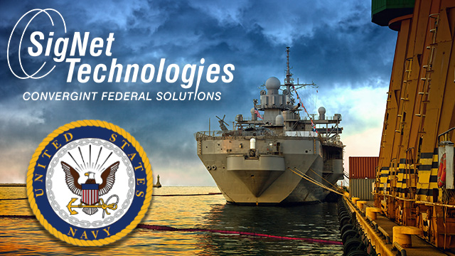 Navy ship with SigNet and Navy logos