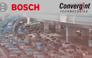 Cars driving with Bosh and Convergint logo overlay