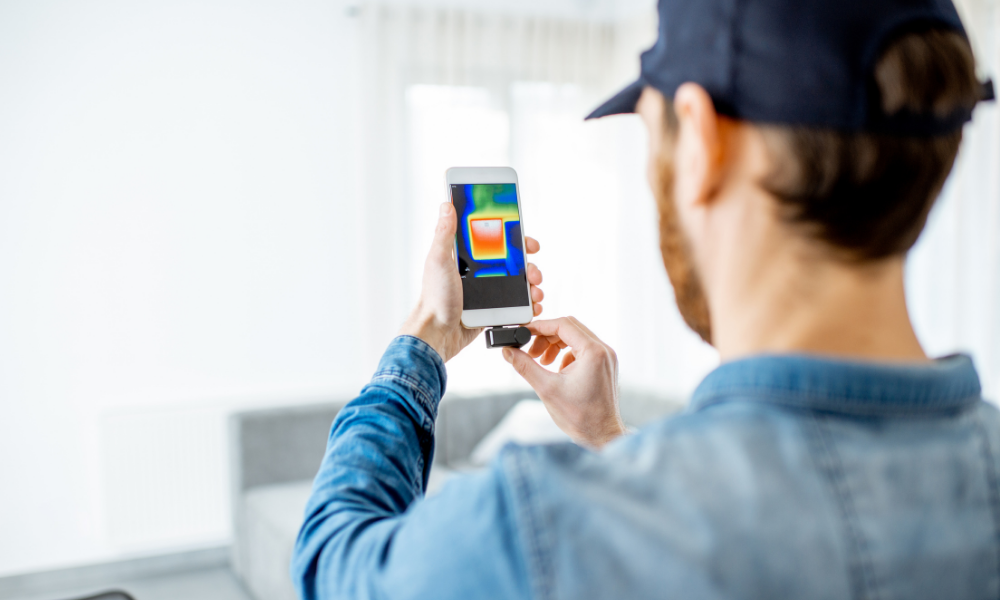 Man holding a thermal imaging camera