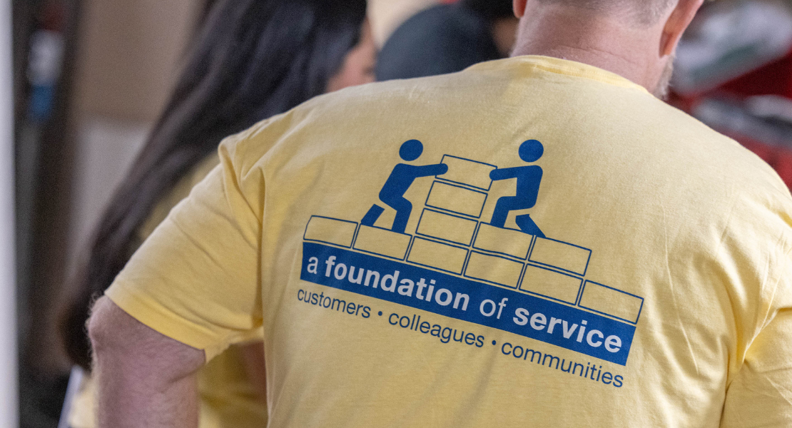 The pack image of a shirt that says a foundation of service