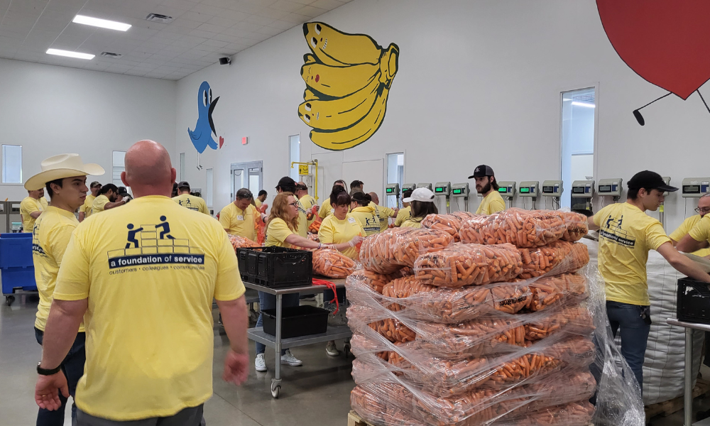 people working at a food bank