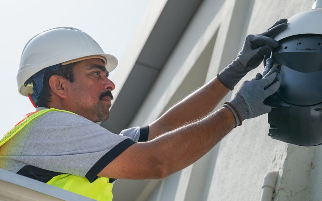 Convergint MEA technical team doing camera installation and maintenance checks