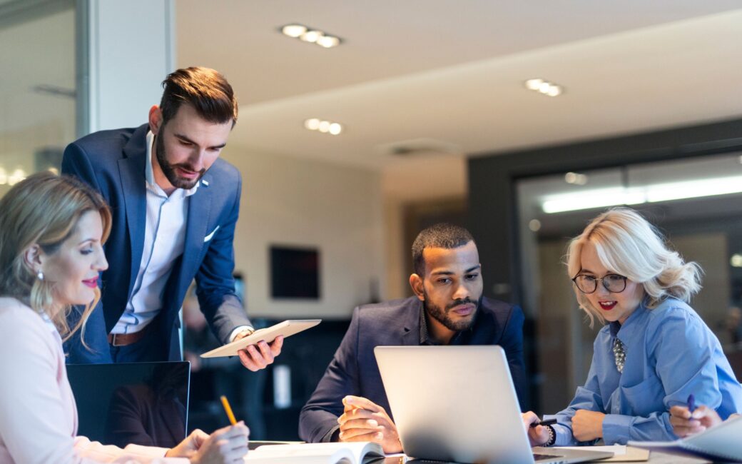 A group of people working together