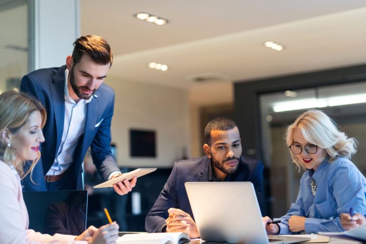 A group of people working together