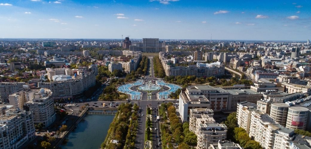Aerial image of Bucharest, Romania