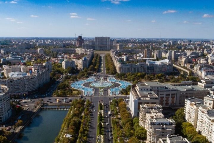 Aerial image of Bucharest, Romania